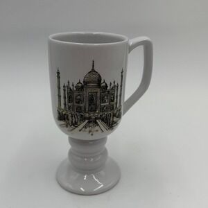Kaysons 1965 Fine Porcelain China Mug Taj Mahal India Souvenir Footed Cup - READ